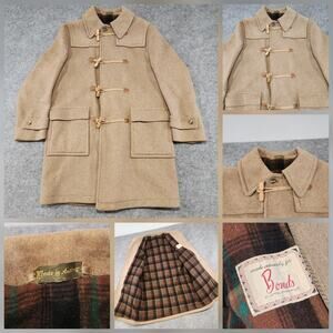 VTG Bonds Fifth Avenue Mens 48? Toggle Wool Plaid Line Duffle Trench Coat Jacket